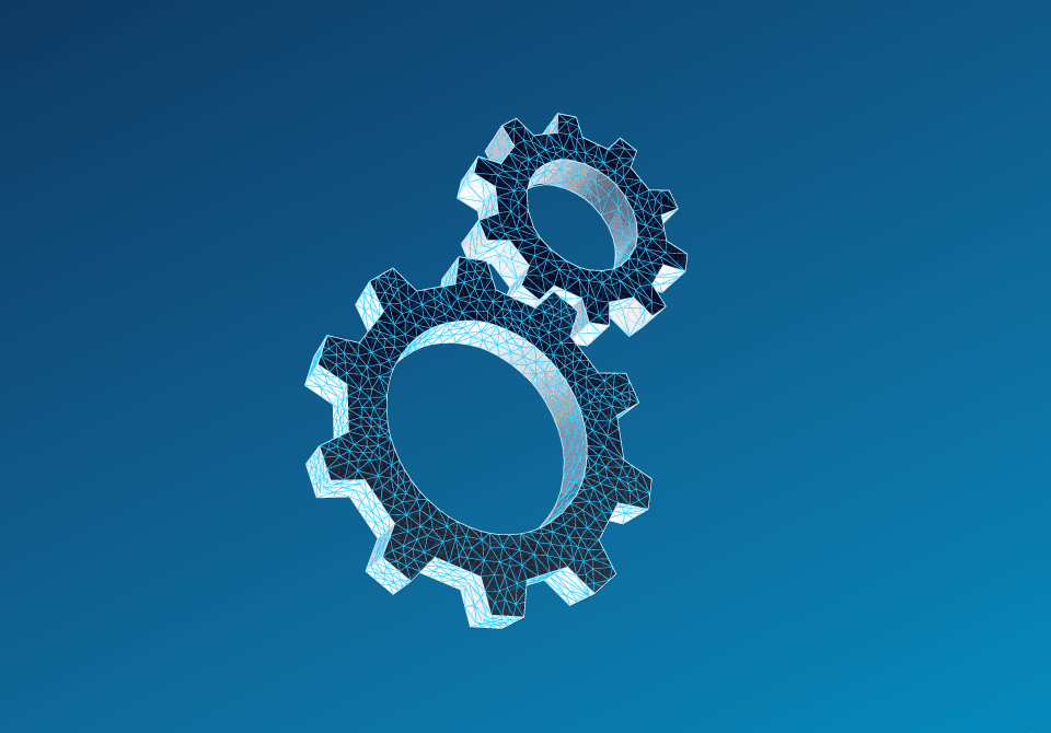 abstract cogs on blue background